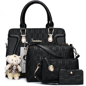 Complete 4-Piece Women's Handbag Set - Chic Faux Leather for Every Occasion